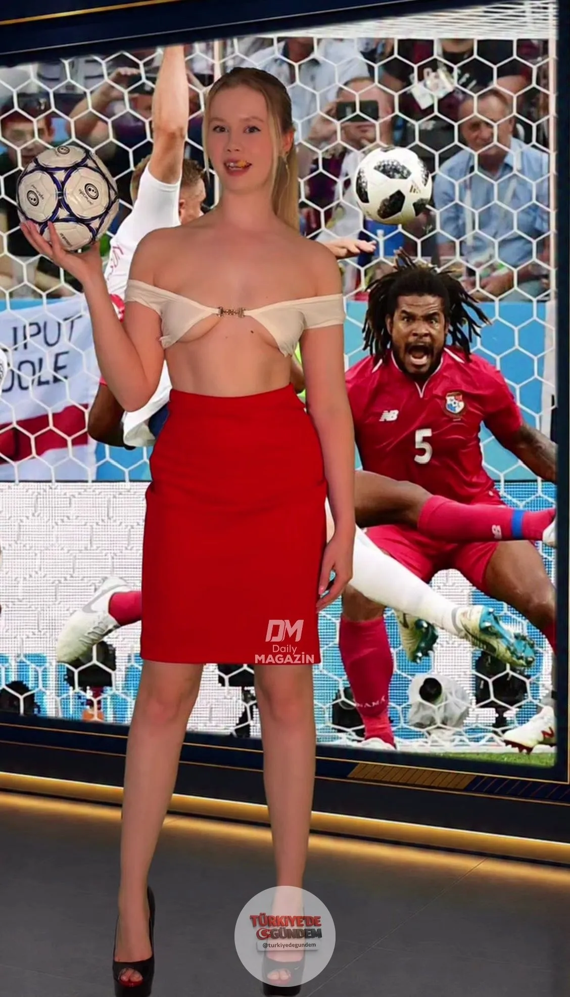 Spor sunucusu Emily Rose, İngiltere-Panama maçındaki sunumu sırasında giydiği kıyafetle sosyal medyada gündem oldu.