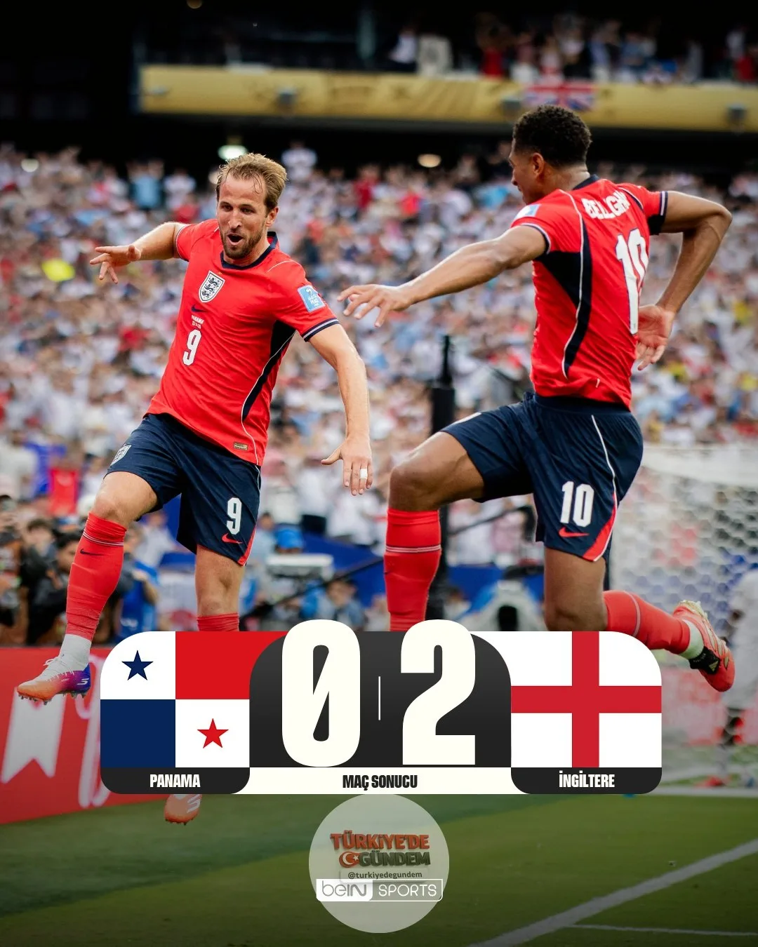 Bellingham ve Kane önderliğindeki İngiltere, aldığı galibiyetle grupta liderliği rahat bir şekilde garantiledi! Panama 0-2 İngiltere