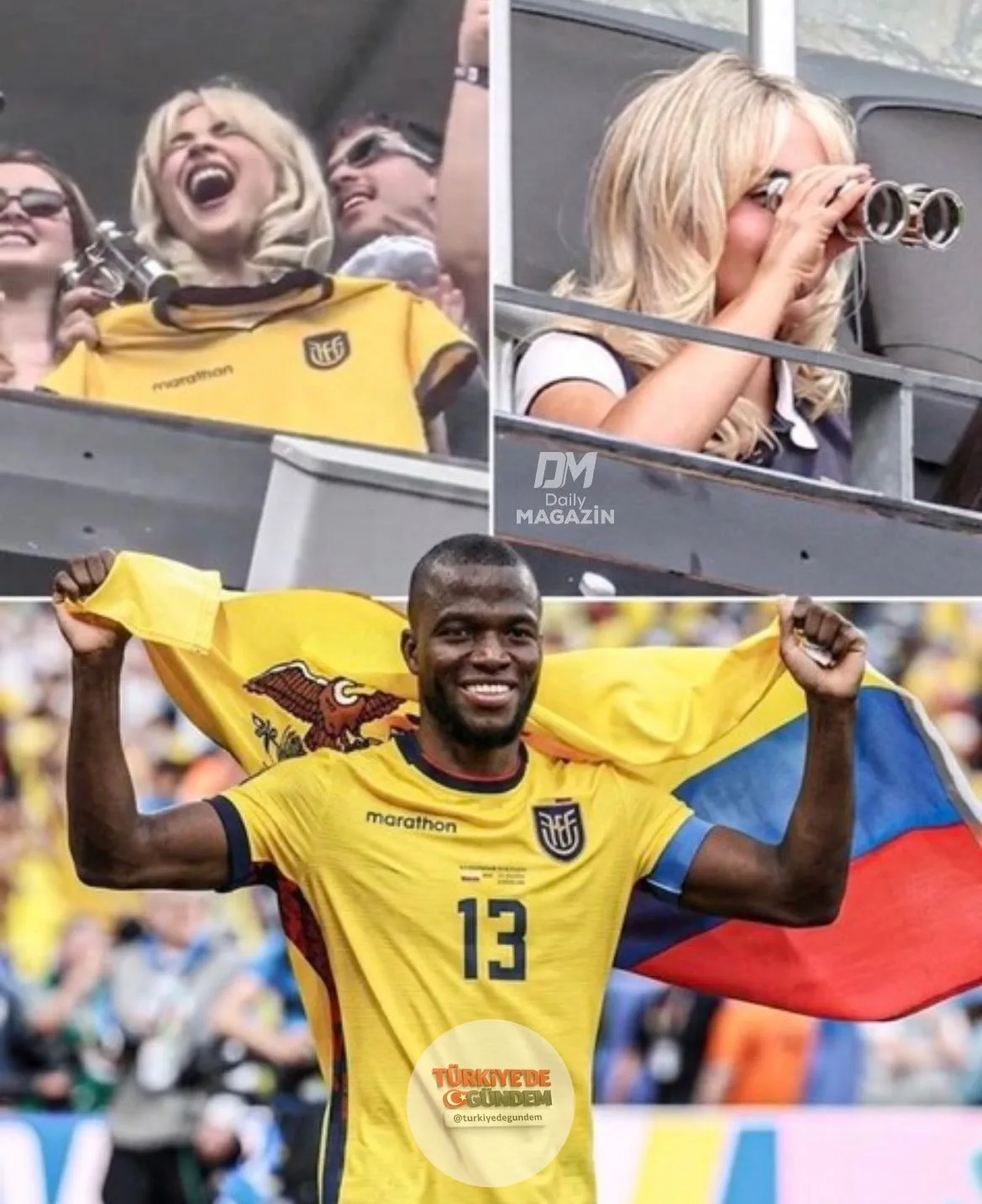 Futbolcu Enner Valencia'nın hayranı olan şarkıcı Sabrina Carpenter, Ekvador milli takımının maçını stadyumdan yakından takip etti.