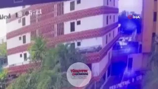 Venezuela'daki depremler sırasında binanın saniyeler içinde çöktüğü anlar görüntülendi.